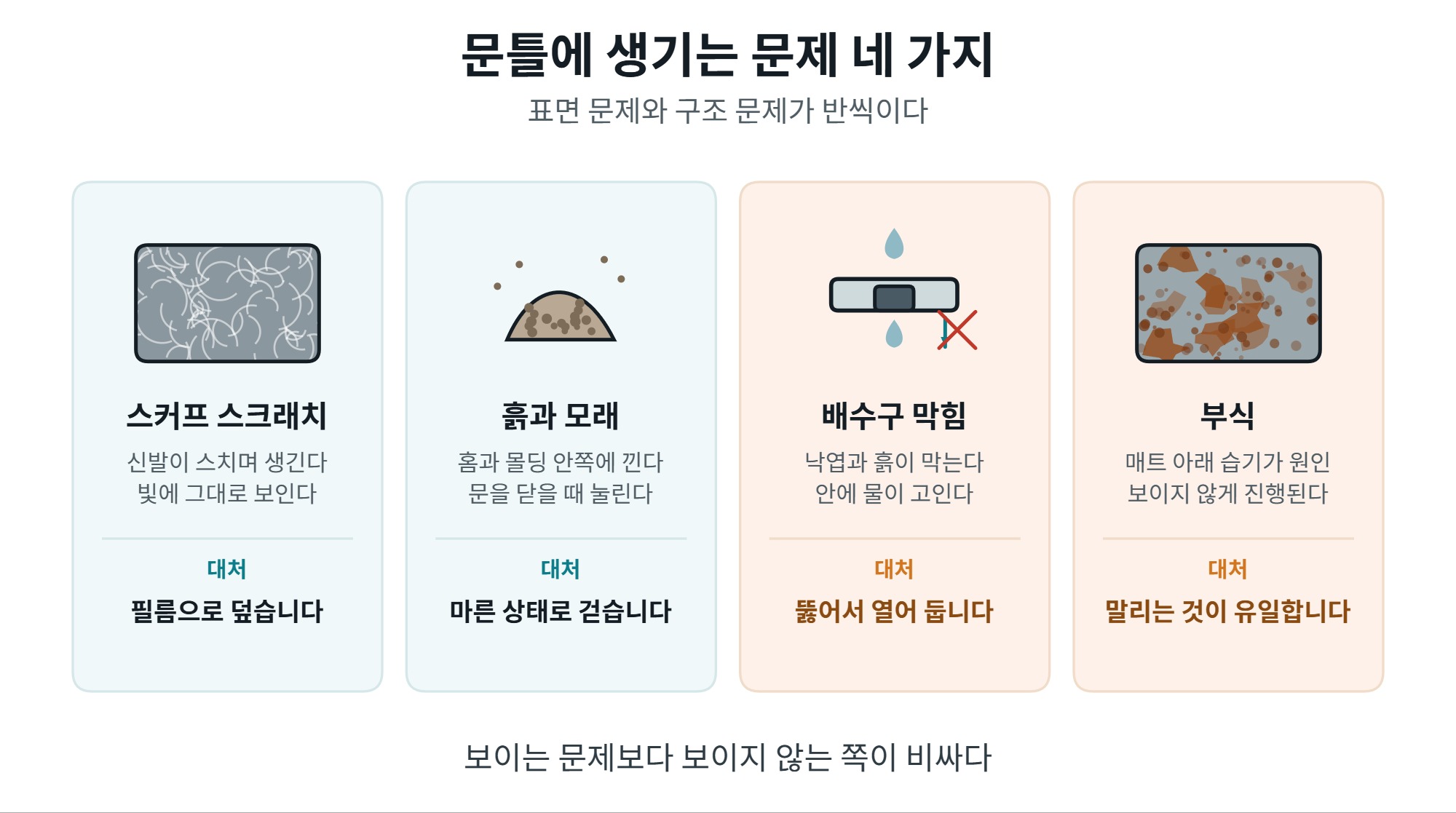 차 문틀 청소로 다루는 문제 네 가지